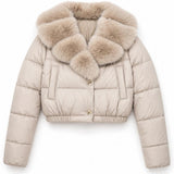 Doudoune cropped fausse fourrure Amelie