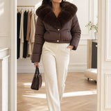 Doudoune cropped fausse fourrure Amelie