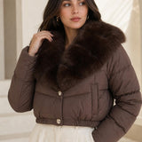 Doudoune cropped fausse fourrure Amelie