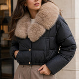 Doudoune cropped fausse fourrure Amelie