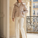 Doudoune courte capuche Philomene couleur Beige - Softy Paris