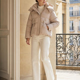 Doudoune courte capuche Philomene couleur Beige - Softy Paris
