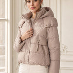 Doudoune courte capuche Philomene couleur Beige - Softy Paris