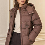 Doudoune courte capuche Philomene couleur Choco - Softy Paris