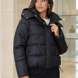 Doudoune courte capuche Philomene couleur Noir - Softy Paris