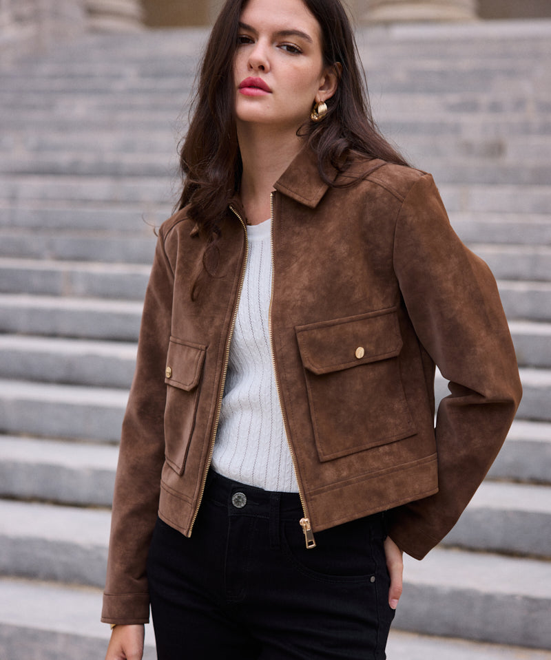 Veste courte effet daim Ava