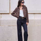Veste courte effet daim Noelia