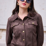 Veste courte effet daim Noelia
