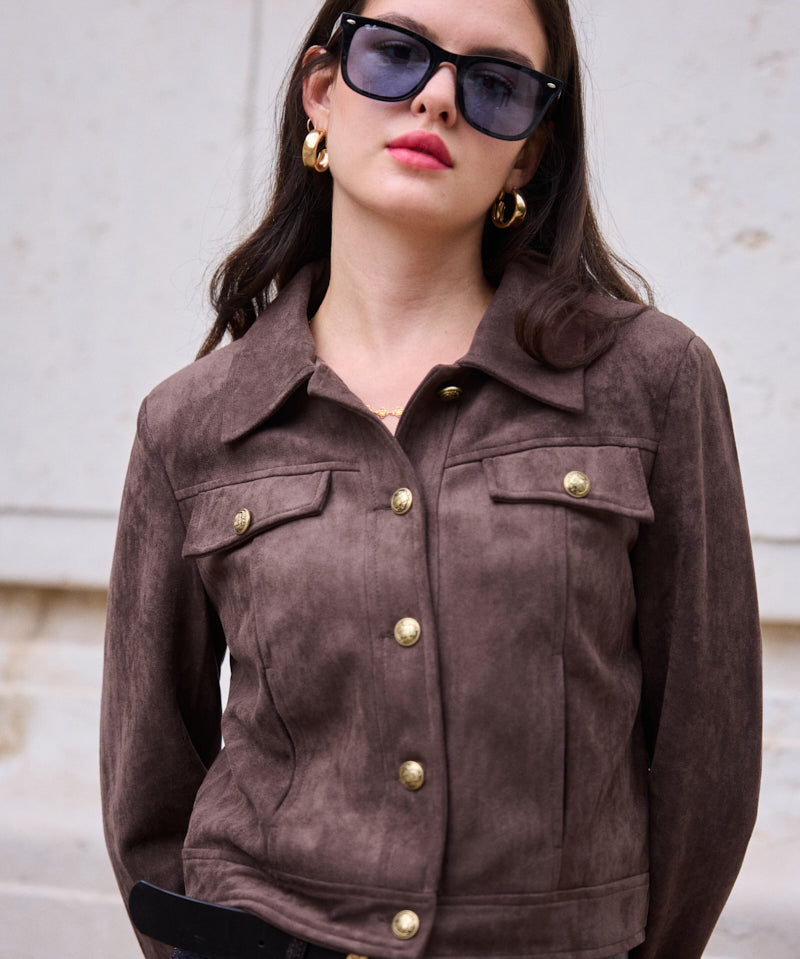 Veste courte effet daim Noelia
