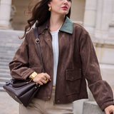 Veste en suédine col contrasté Alix