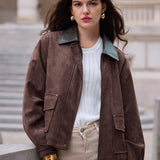 Veste en suédine col contrasté Alix