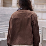 Veste en suédine col contrasté Alix