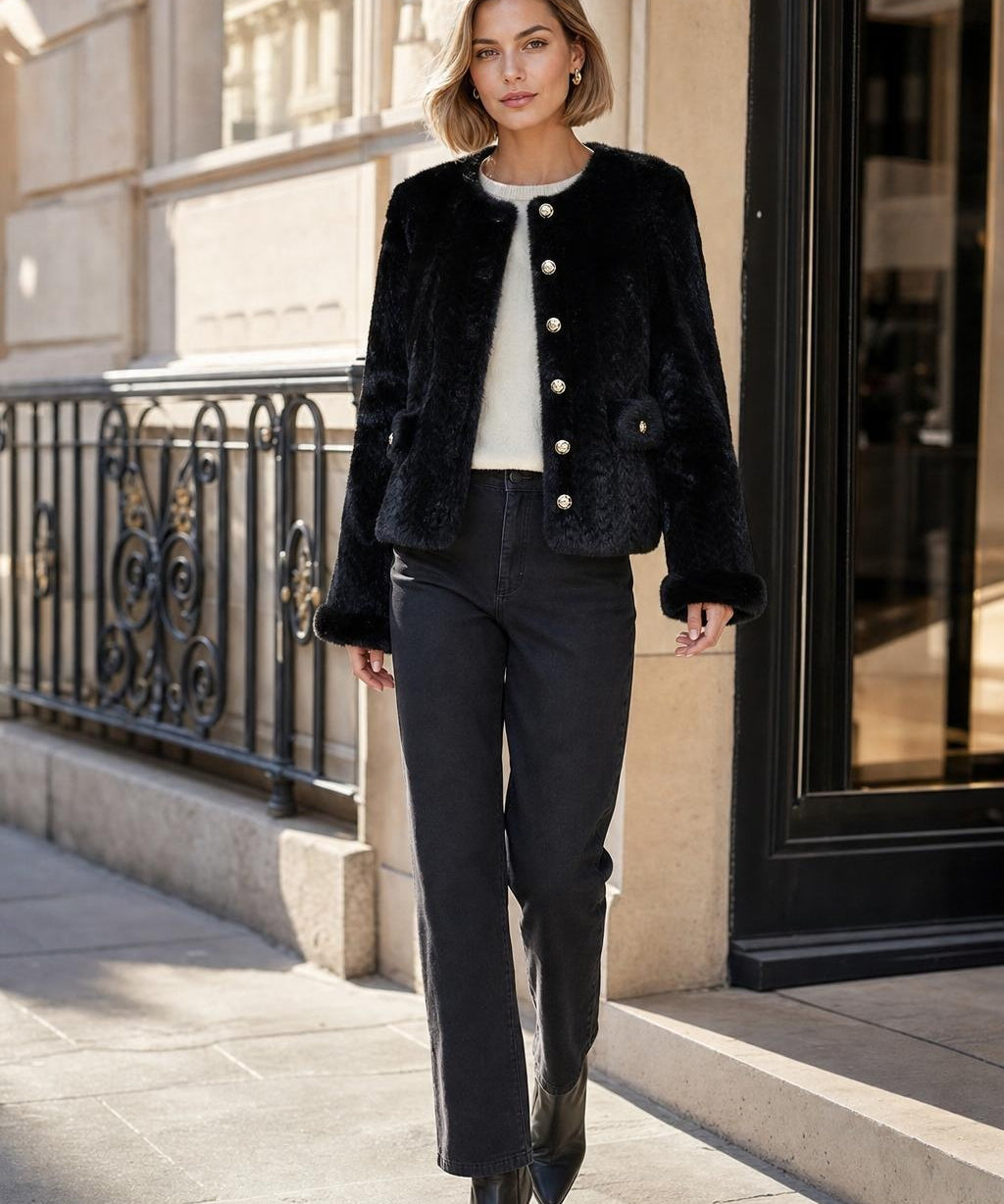Veste fausse fourrure torsadée Olympe