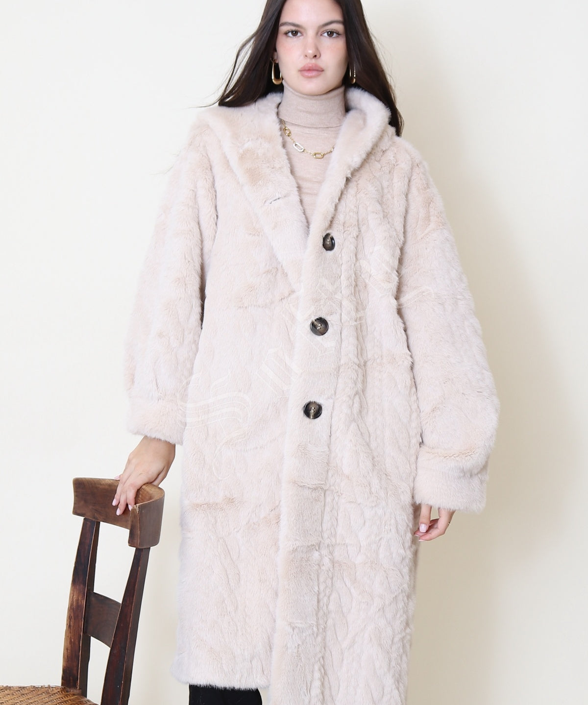 Manteau long en fausse fourrure Giulia