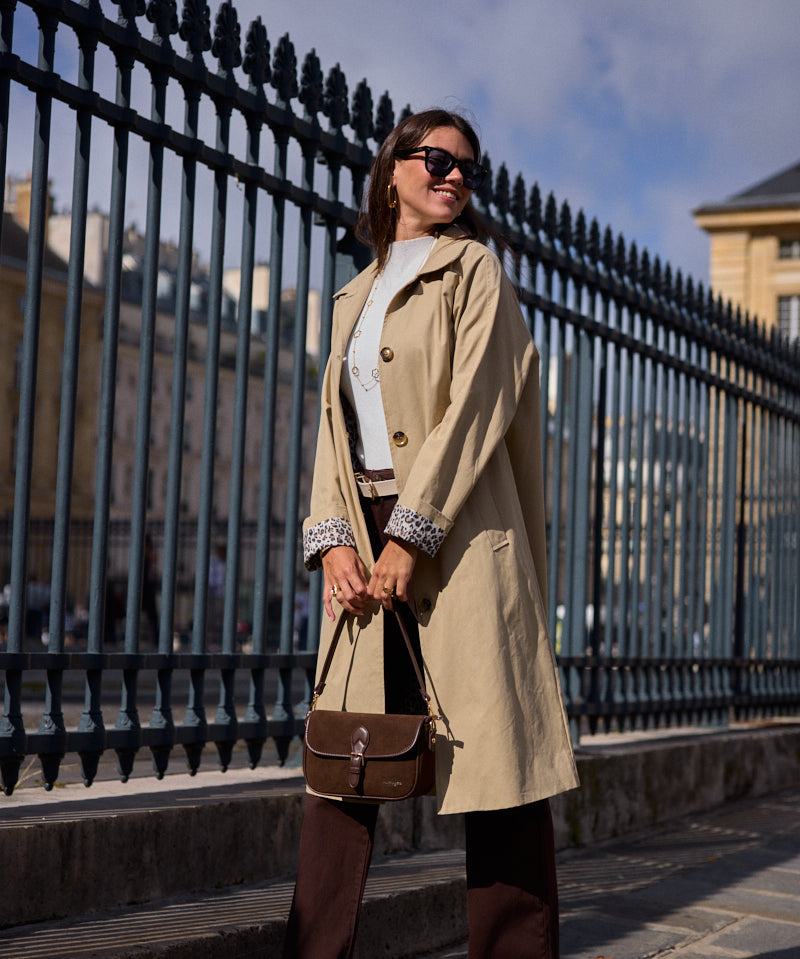 Trench mi-long doublure imprimé léopard Laura