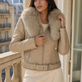 Veste simili cuir fourrée Capucine