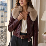 Veste simili cuir fourrée Capucine