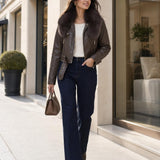 Veste simili cuir fourrée Capucine