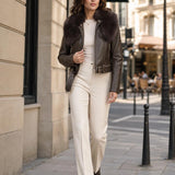 Veste simili cuir fourrée Capucine