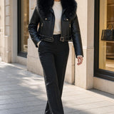 Veste simili cuir fourrée Capucine
