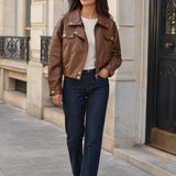 Veste simili cuir grainé Théa