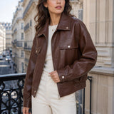 Veste simili cuir grainé Théa