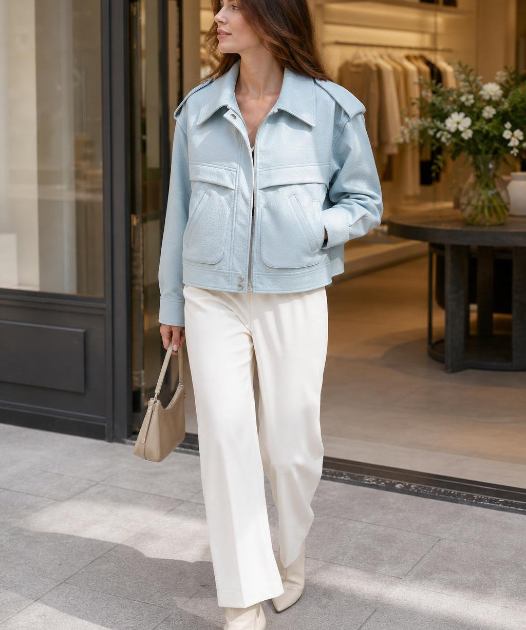 Veste simili cuir grainé Nora