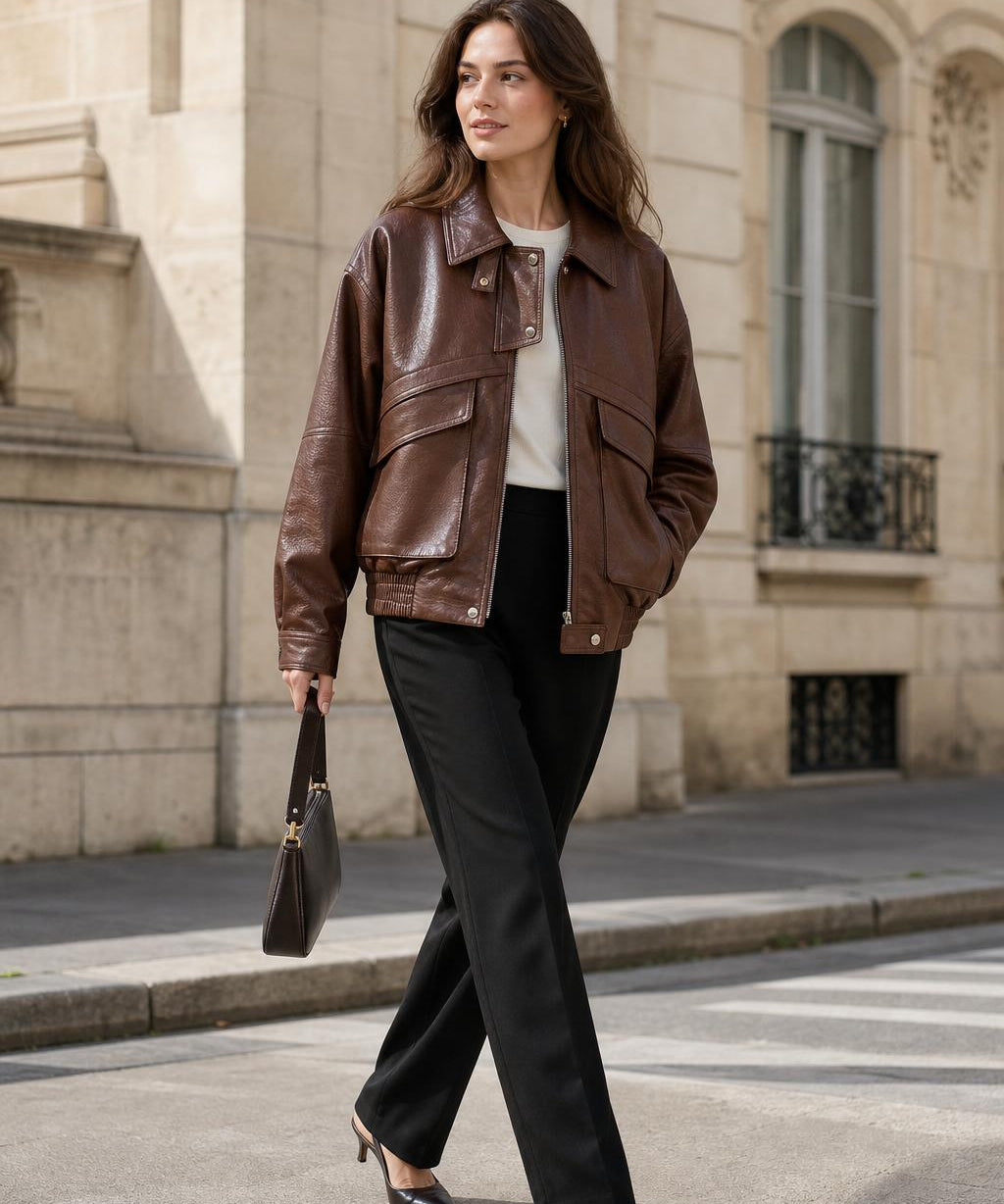 Veste simili cuir grainé Nora