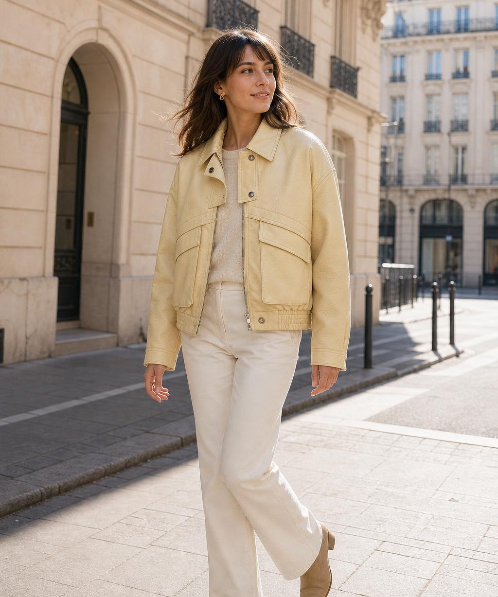 Veste simili cuir grainé Nora