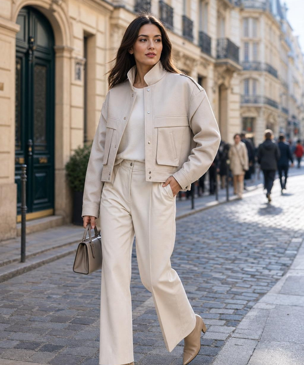 Veste courte simili cuir Sienna