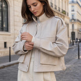 Veste courte simili cuir Sienna