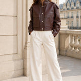 Veste courte simili cuir Sienna