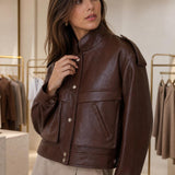 Veste courte simili cuir Sienna