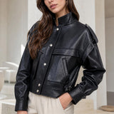 Veste courte simili cuir Sienna