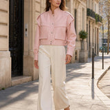 Veste courte simili cuir Sienna