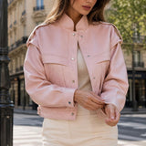 Veste courte simili cuir Sienna