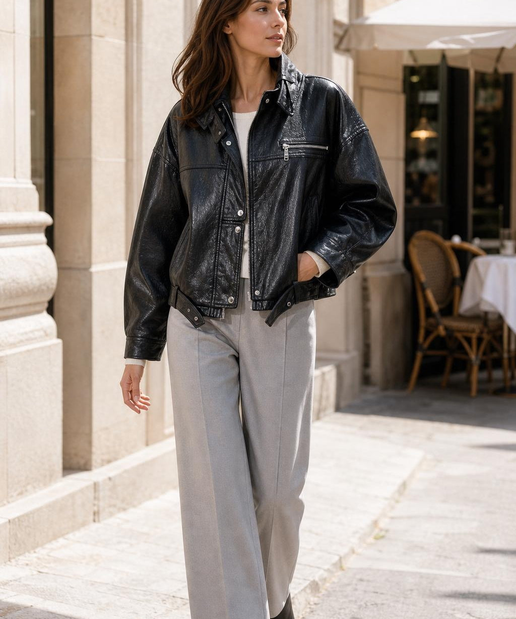 Veste similicuir ceinturée Paloma