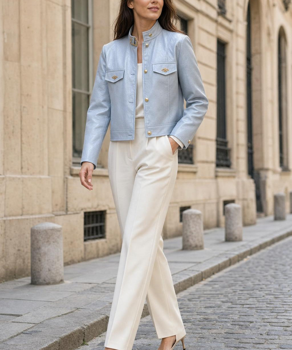 Veste similicuir bijoux Noélie