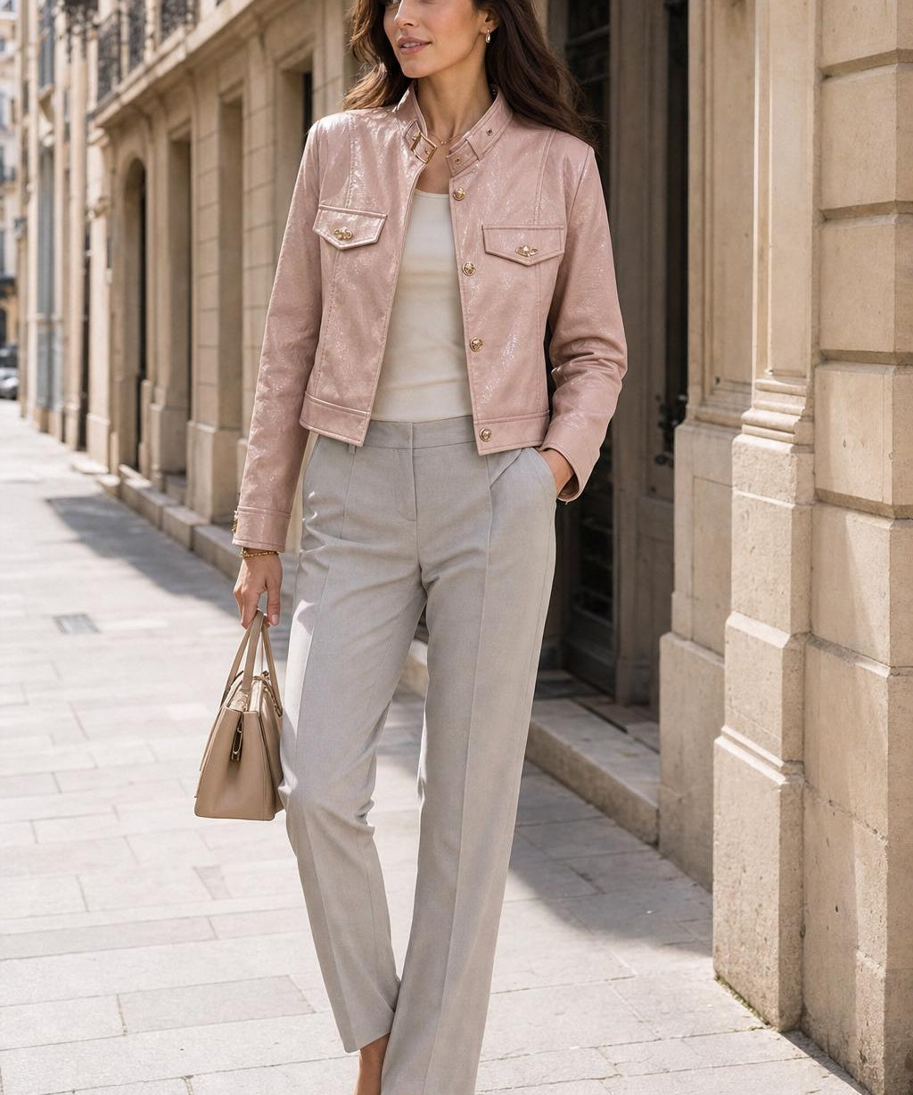Veste similicuir bijoux Noélie