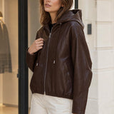 Blouson capuche similicuir Alma
