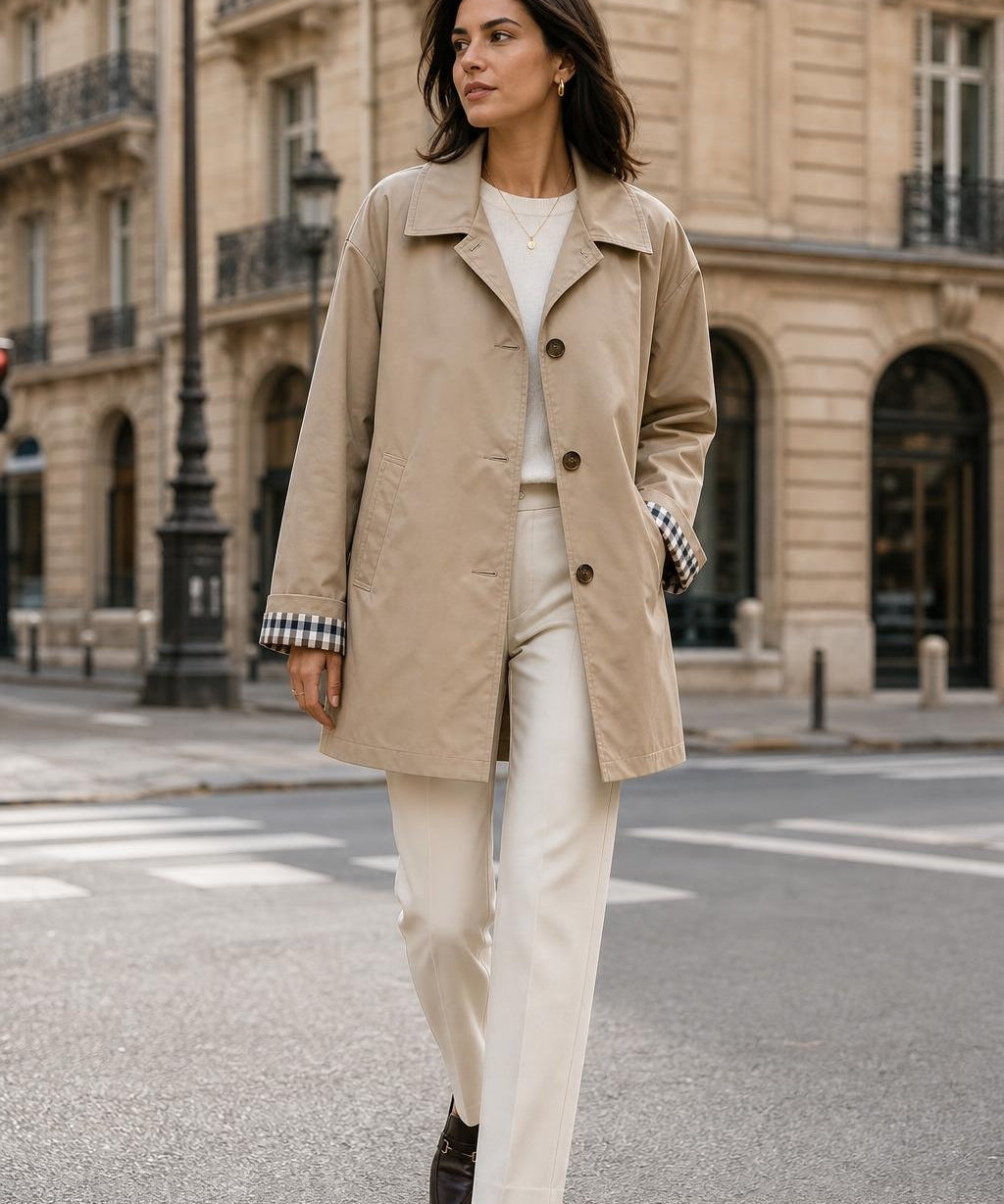 Trench mi-long doublure carreaux Garance