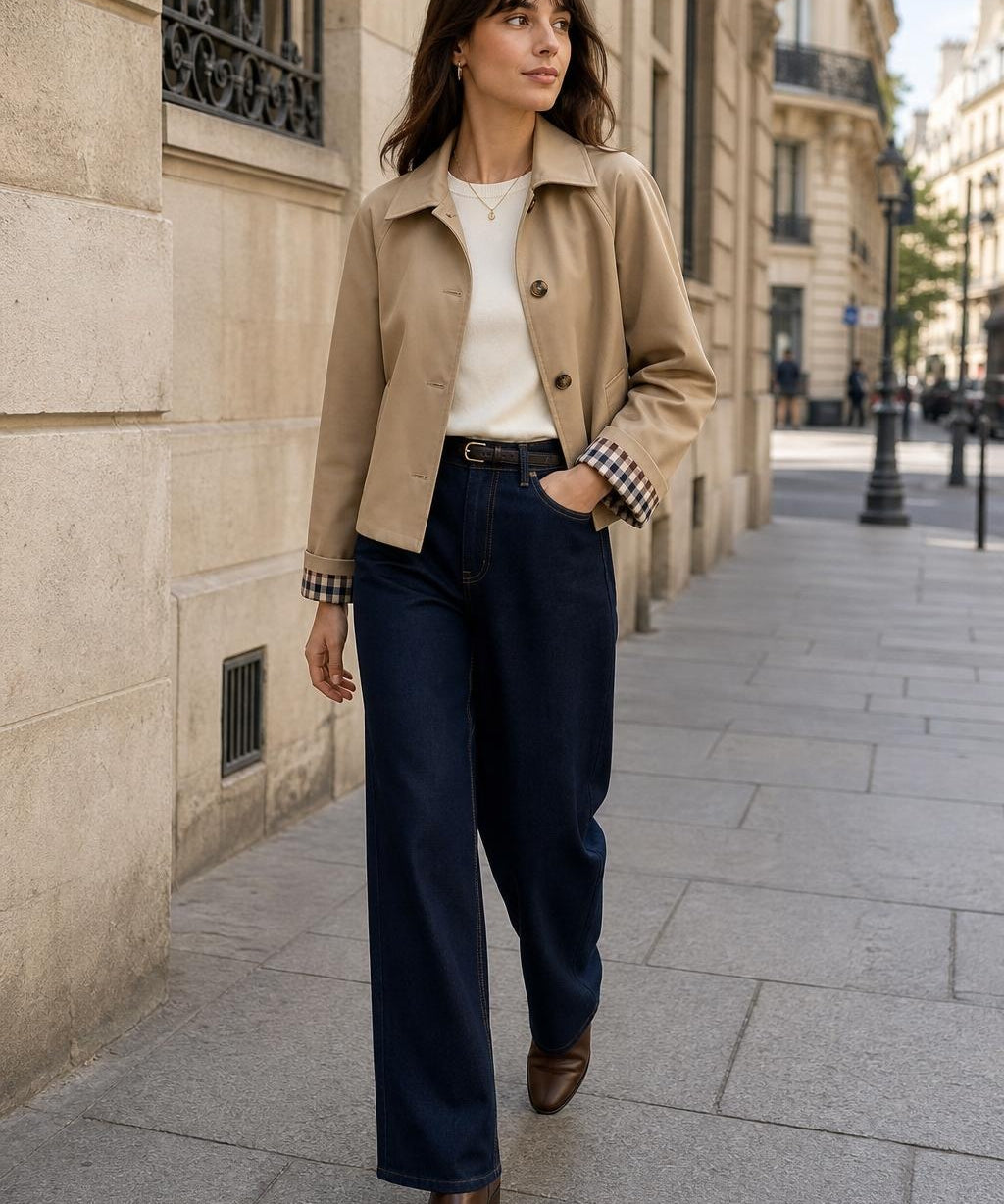 Trench court doublure carreaux Armelle