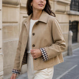 Trench court doublure carreaux Armelle