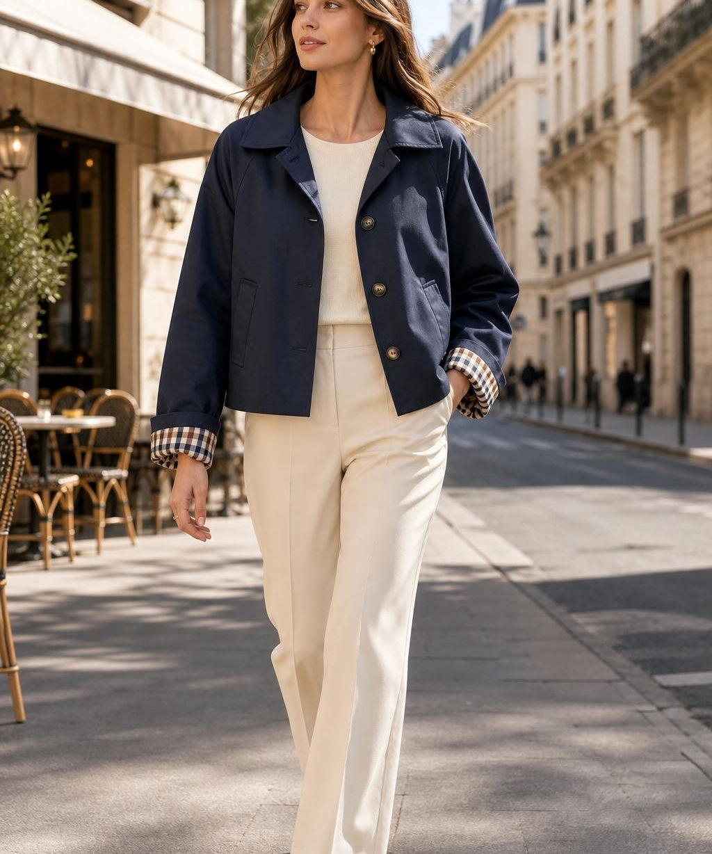 Trench court doublure carreaux Armelle