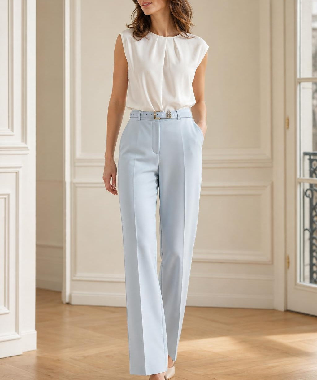 Pantalon tailleur ceinturé Albane