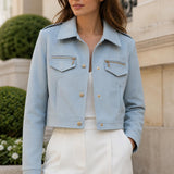 Veste effet daim boutons dorés Salomé
