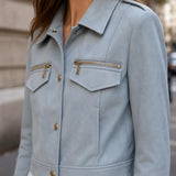 Veste effet daim boutons dorés Salomé