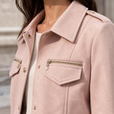 Veste effet daim boutons dorés Salomé