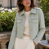 Veste effet daim boutons dorés Salomé