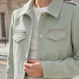 Veste effet daim boutons dorés Salomé